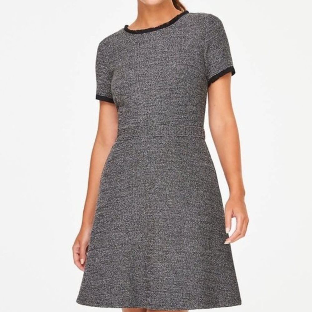 Loft Flare Dress with Fringe Trim